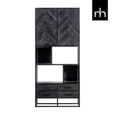 Mango Wood Cabinet Toronto Black 90 cm Mahom