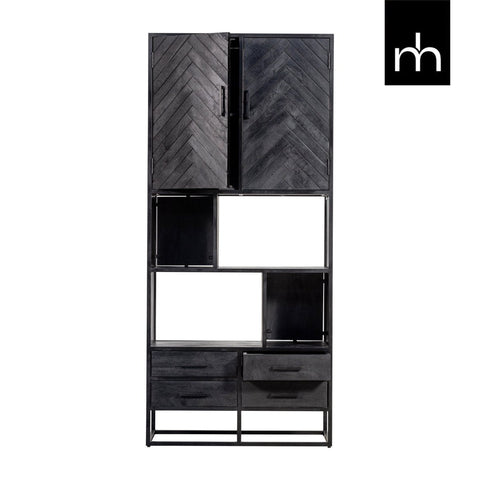 Mango Wood Cabinet Toronto Black 90 cm Mahom