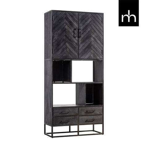 Mango Wood Cabinet Toronto Black 90 cm Mahom