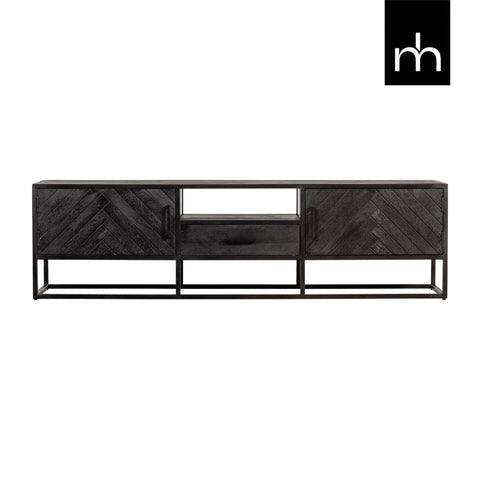 Mango Wood TV Furniture Toronto Black 180 cm Mahom