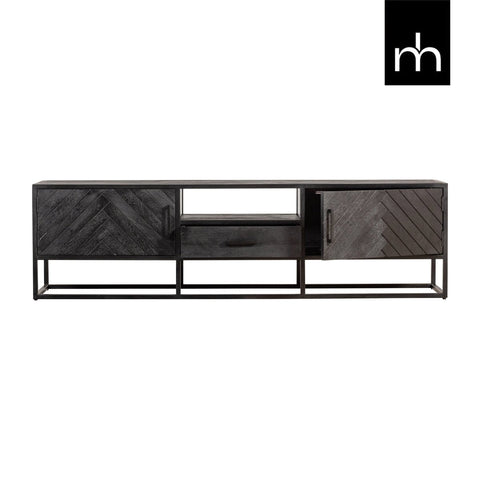 Mango Wood TV Furniture Toronto Black 180 cm Mahom