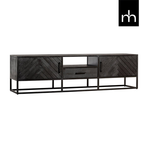 Mango Wood TV Furniture Toronto Black 180 cm Mahom