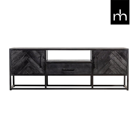 Mango Wood TV Furniture Toronto Black 145 cm Mahom