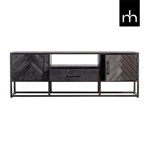 Mango Wood TV Furniture Toronto Black 145 cm Mahom