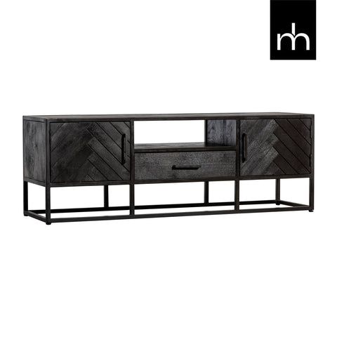 Mango Wood TV Furniture Toronto Black 145 cm Mahom