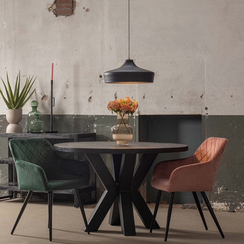 Mango Wood Dining Table Madison Black Round Ø 140 Mahom 