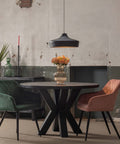 Mangohouten Eettafel Madison Black Rond Ø 110 Mahom