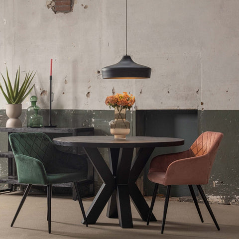 Mangohouten Eettafel Madison Black Rond Ø 110 Mahom