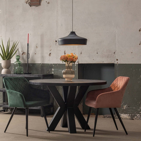 Mango Wood Dining Table Madison Black Round Ø 130 Mahom 