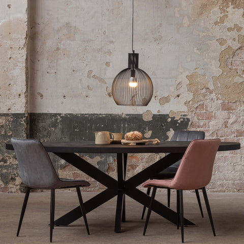 Mangohouten Eettafel Tulsa Black Ovaal 160×90 cm Mahom