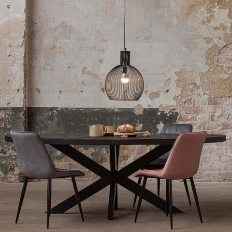 Mangohouten Eettafel Tulsa Black Ovaal 180×100 cm Mahom