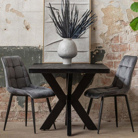 Mango wood dining table Memphis Black Rectangle 140x90 cm Mahom