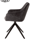 Eetkamerstoel Cannes Donkergrijs met zwart onderstel Mahom