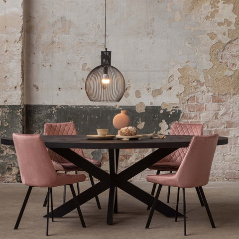 Dining room chair Reims Pink with black Mahom base