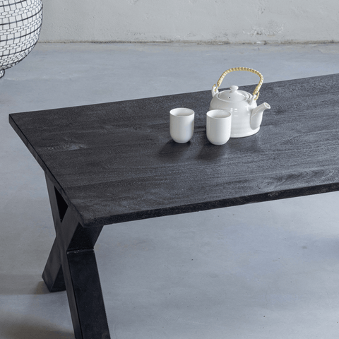 Mango Wood Coffee Table Orlando Black 130 cm Mahom