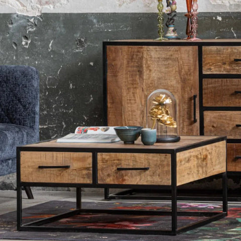 Mangohouten Salontafel San Antonio 80x80 cm Mahom