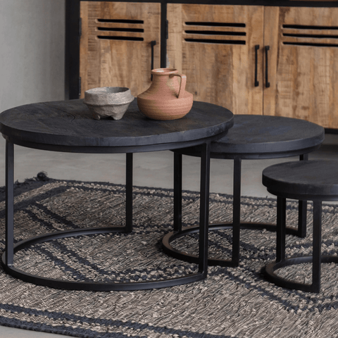 Mango Wood Coffee Tables Sienna Set of 3 Mahom