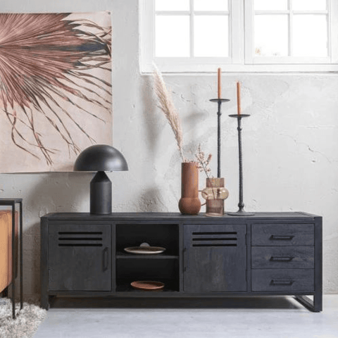 Mango Wood TV Furniture Henderson Black 180 cm Mahom