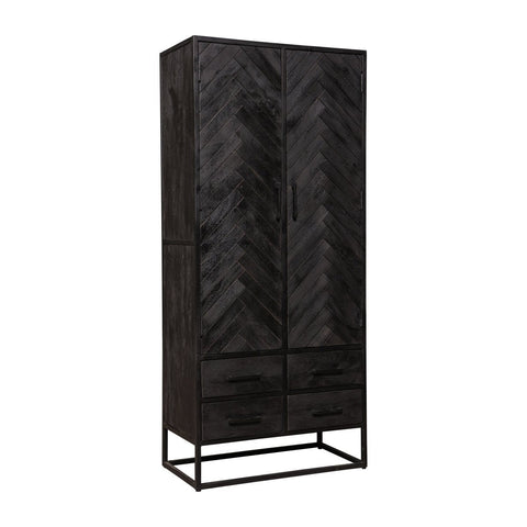 Mango Wood Cabinet Toronto Black 80 cm Mahom