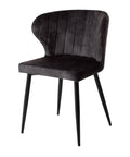 Eetkamerstoel Lyon Donkergrijs met zwart onderstel Mahom