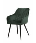 Eetkamerstoel Nancy Donkergroen met zwart onderstel Mahom
