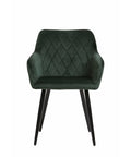 Eetkamerstoel Nancy Donkergroen met zwart onderstel Mahom