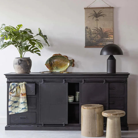 Mangohouten Dressoir Newark Black 200 cm Mahom