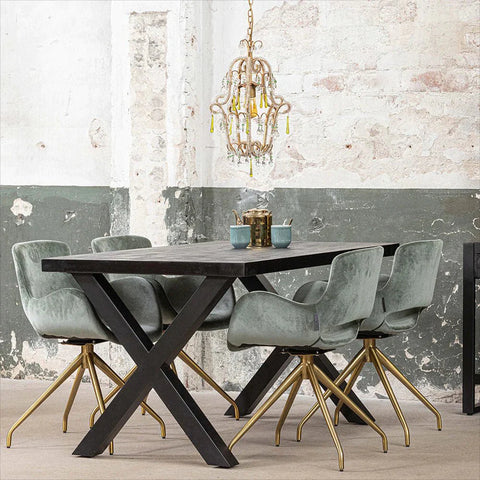 Mangohouten Eettafel Columbus Black Rechthoek 220x100 cm Mahom