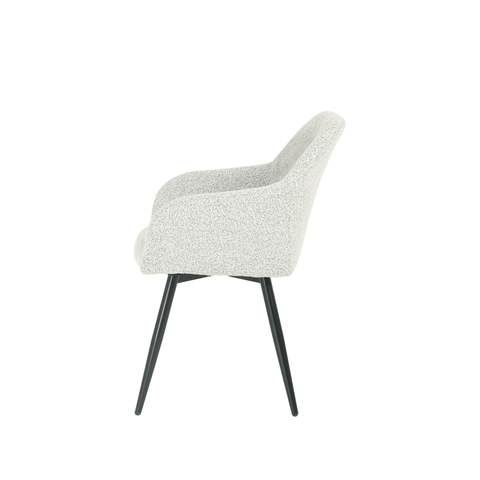 Dining room chair Amiens Beige Bouclé fabric with black Mahom base