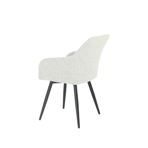 Dining room chair Amiens Beige Bouclé fabric with black Mahom base