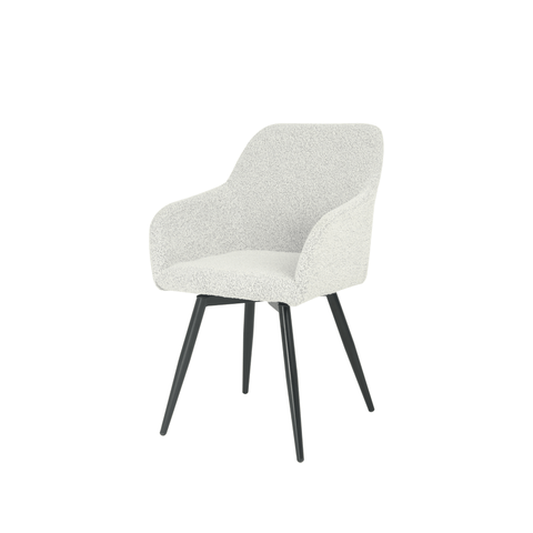 Dining room chair Amiens Beige Bouclé fabric with black Mahom base