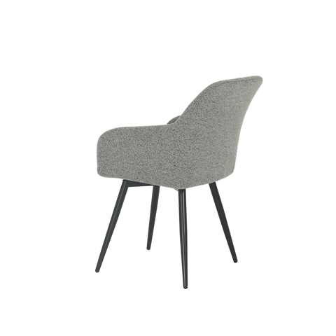 Dining room chair Amiens Dark gray Bouclé fabric with black Mahom base