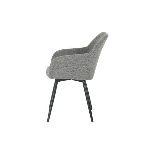 Dining room chair Amiens Dark gray Bouclé fabric with black Mahom base