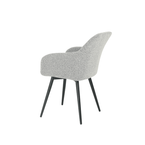 Dining room chair Amiens Light gray Bouclé fabric with black Mahom base