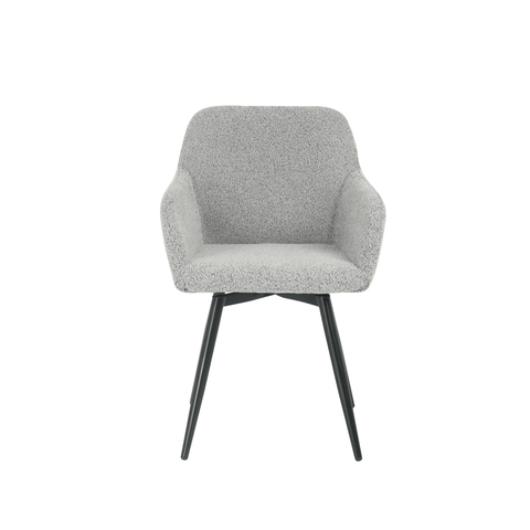 Dining room chair Amiens Light gray Bouclé fabric with black Mahom base