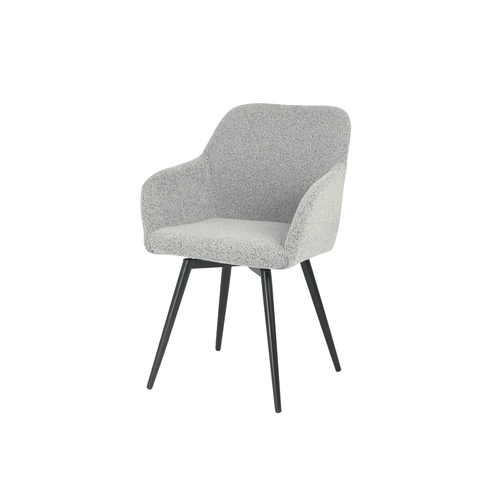 Dining room chair Amiens Light gray Bouclé fabric with black Mahom base