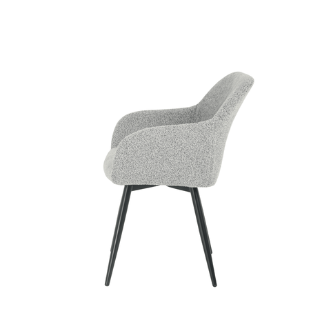 Dining room chair Amiens Light gray Bouclé fabric with black Mahom base