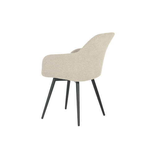 Dining room chair Amiens Sand Bouclé fabric with black Mahom base