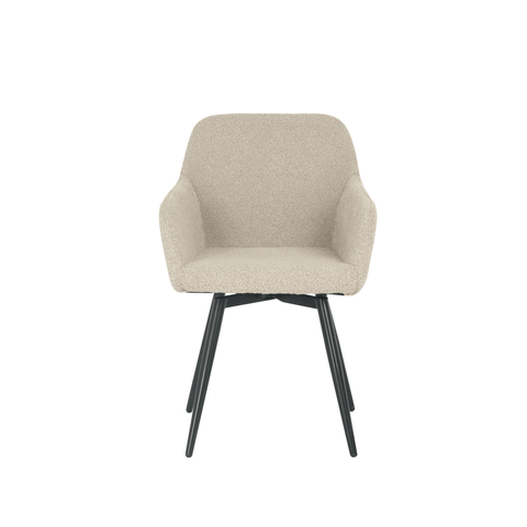 Dining room chair Amiens Sand Bouclé fabric with black Mahom base