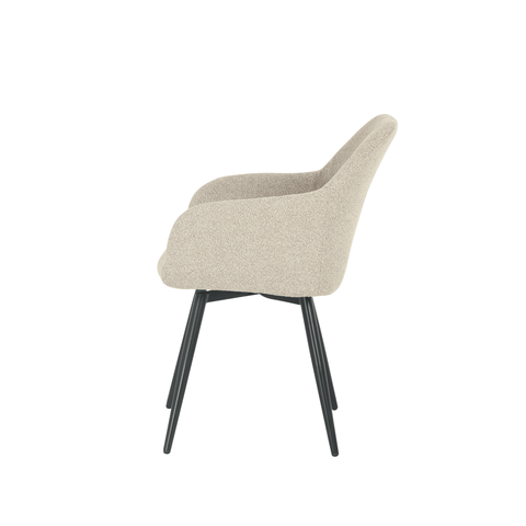 Dining room chair Amiens Sand Bouclé fabric with black Mahom base