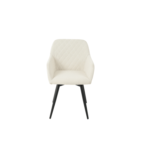 Dining room chair Amiens White Bouclé fabric with black Mahom base