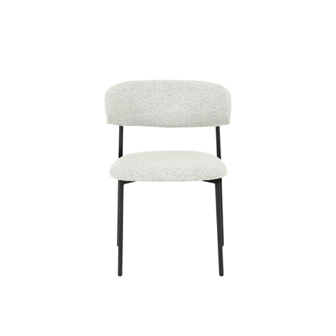 Dining room chair Metz Beige Bouclé fabric with black Mahom base