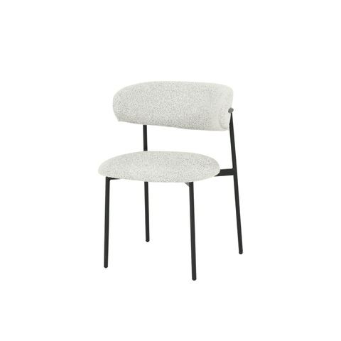 Dining room chair Metz Beige Bouclé fabric with black Mahom base