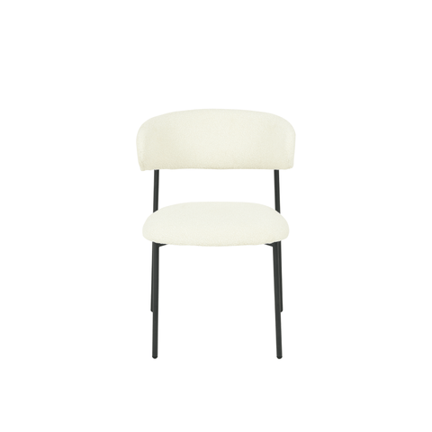 Dining room chair Metz White Bouclé fabric with black Mahom base