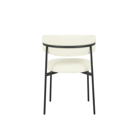 Dining room chair Metz White Bouclé fabric with black Mahom base